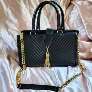 Bebe Black Quilted Chevron Handbag